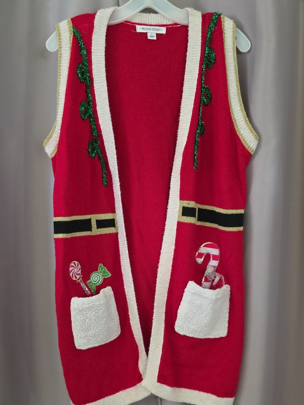 Holiday Candy Pocket Red Vest by 99 PALMS STREET